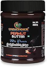 OwnChoice Peanut Butter Dark Chocolate Flavour Crispy 400g - 22.16g Protein & 6.23g Dietary Fiber, Made with Premium Roasted Nuts & Cocoa, Gluten Free, Zero Cholesterol & Trans Fat, Vit E & B3, Dark Chocolate (400g)