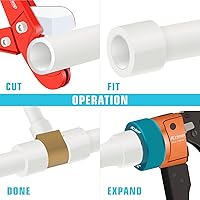 Vista 5 de iCrimp - Kit de herramientas de expansión de trinquete Pex con rotación automática PEX-a Tubing Expander, con cabezales de expansión ProPEX de 1/2