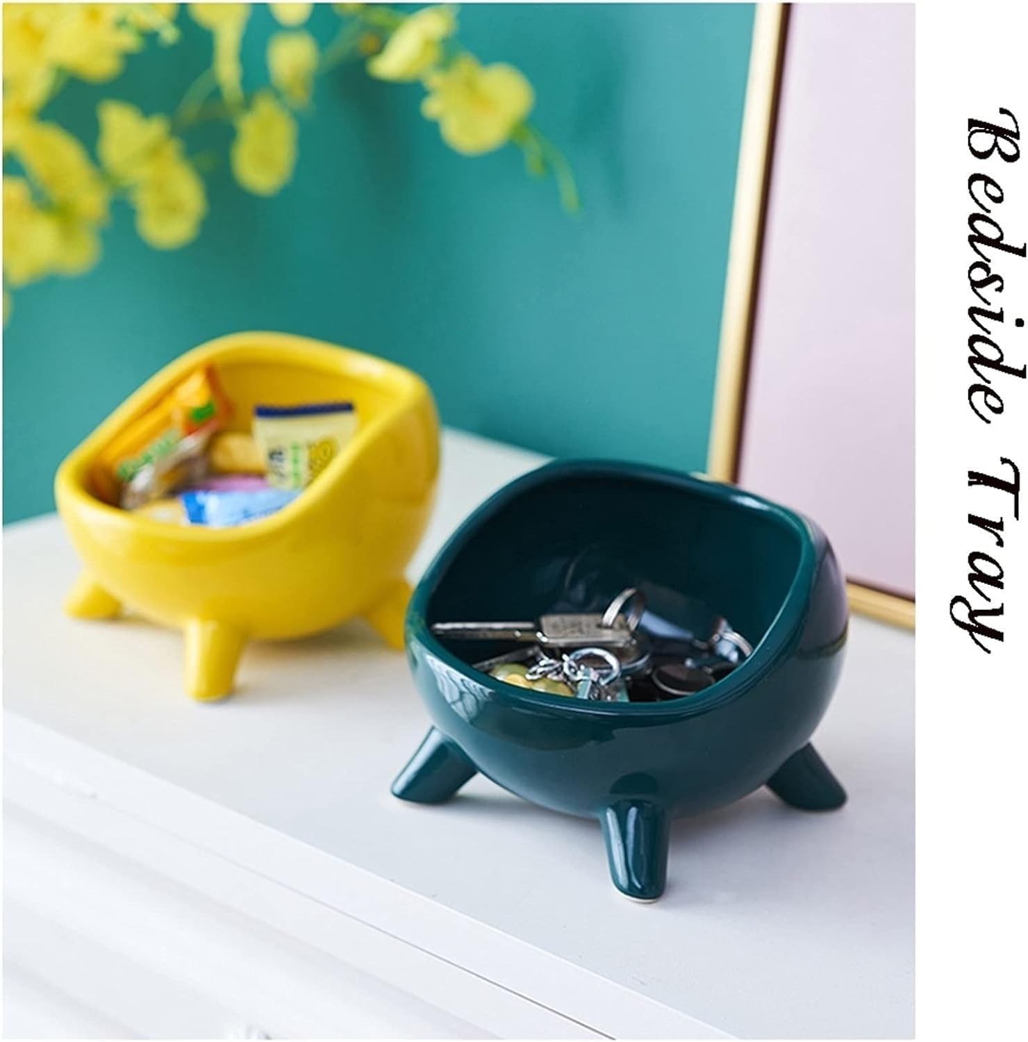 キーボウル ホームジュエリー ディッシュトレイ セラミック装飾トレイ 玄関 テーブル コーヒー テーブル 装飾 鍵 電話 小銭 時計