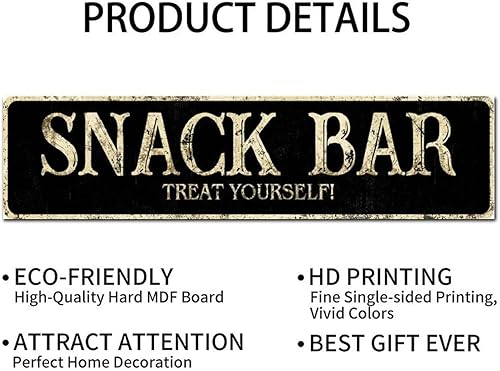 Miniatura 7 de Madcolitote Letrero de calle personalizado SNACK BAR con texto en inglés Snack Bar de madera Treat Yousel, arte de pared rústico para decoración de
