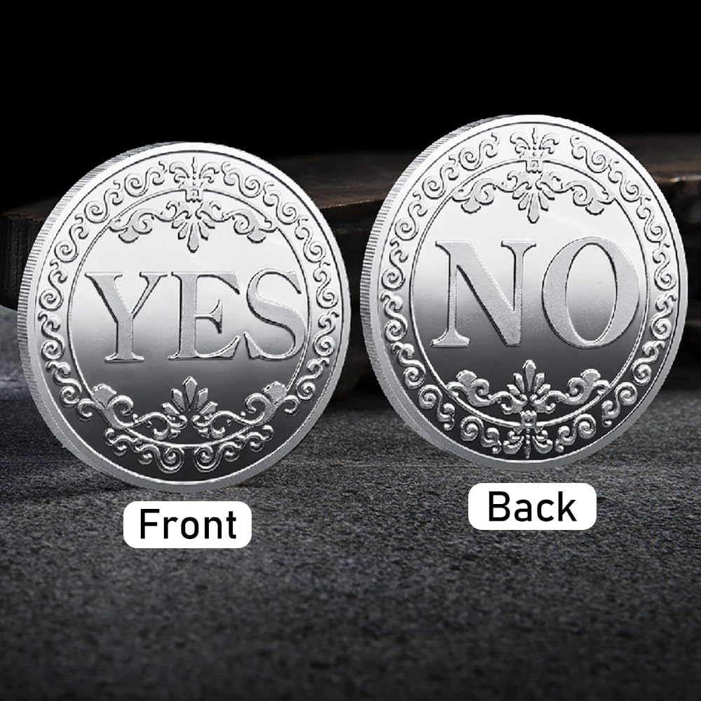Sì No Monete da Sfida, Badge Commemorativo in Metallo, Distintivo Decisionale, Moneta da Collezione per Sfide, Argento (Stile 1)