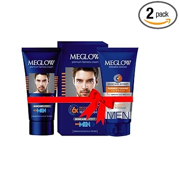 Meglow Mens Fairness Facewash and Cream Combo (120 gm)