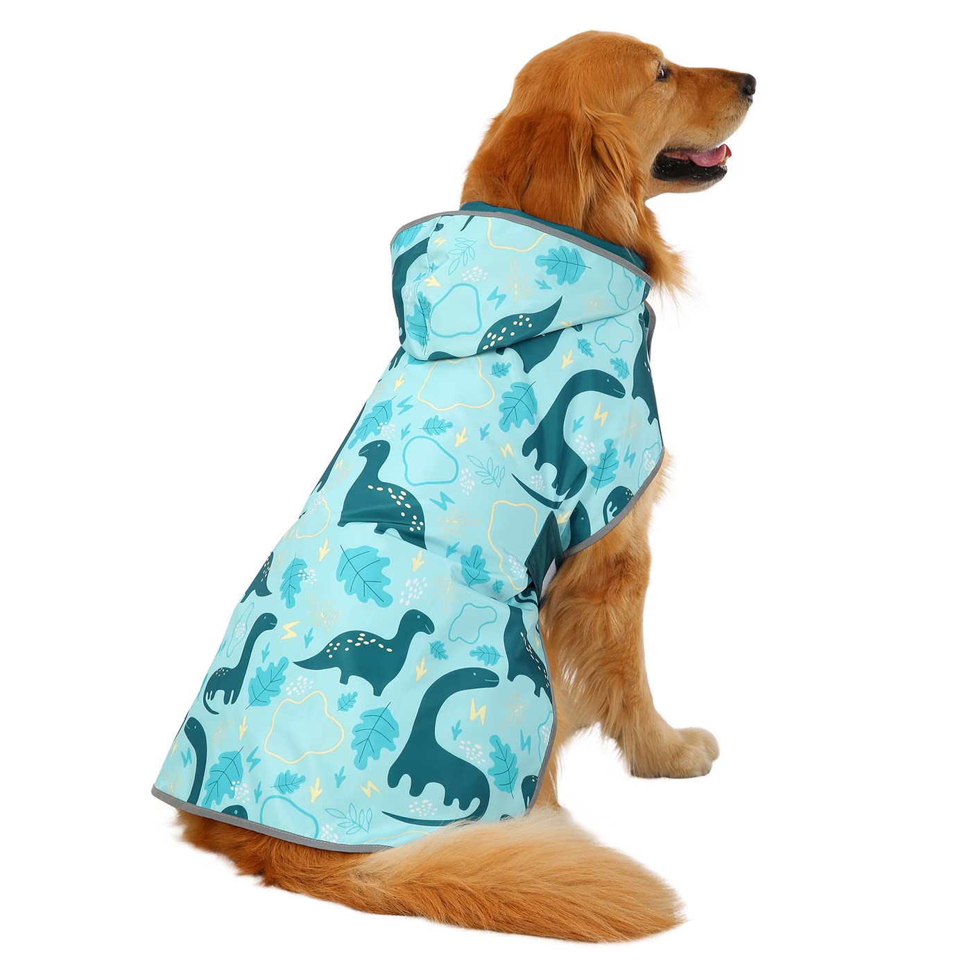 HDE - Impermeable Reversible con Capucha para Perros pequeños, medianos y Grandes, diseño de Dinosaurios, XXL
