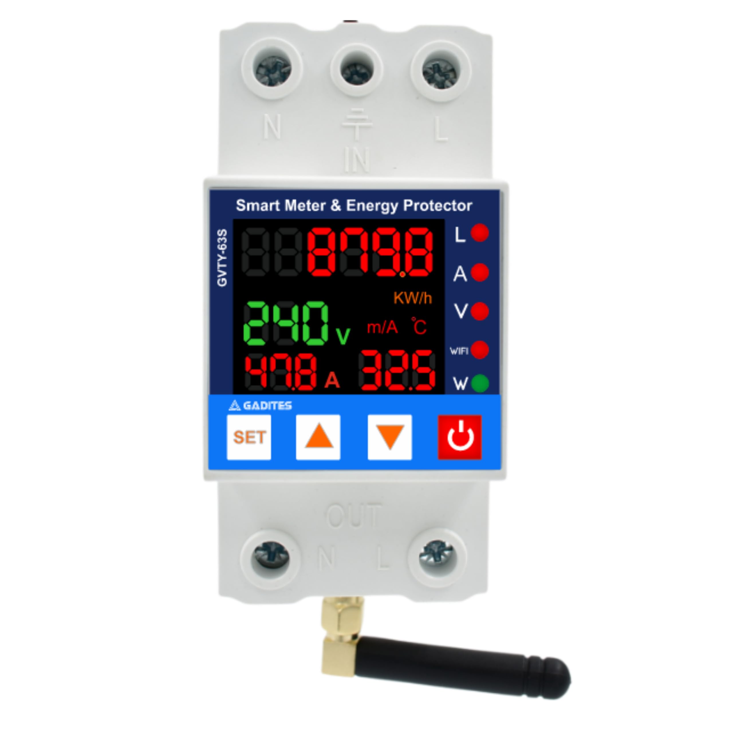 GADITES All In 1 Over under Voltage protector/Energy Meter/Earth leakage/Wifi Control/IOT SWITCH/Timer switch/Over Load Protection With Smart life App (63 Amps) (B0CH685F7P) Amazon Price History, Amazon Price Tracker