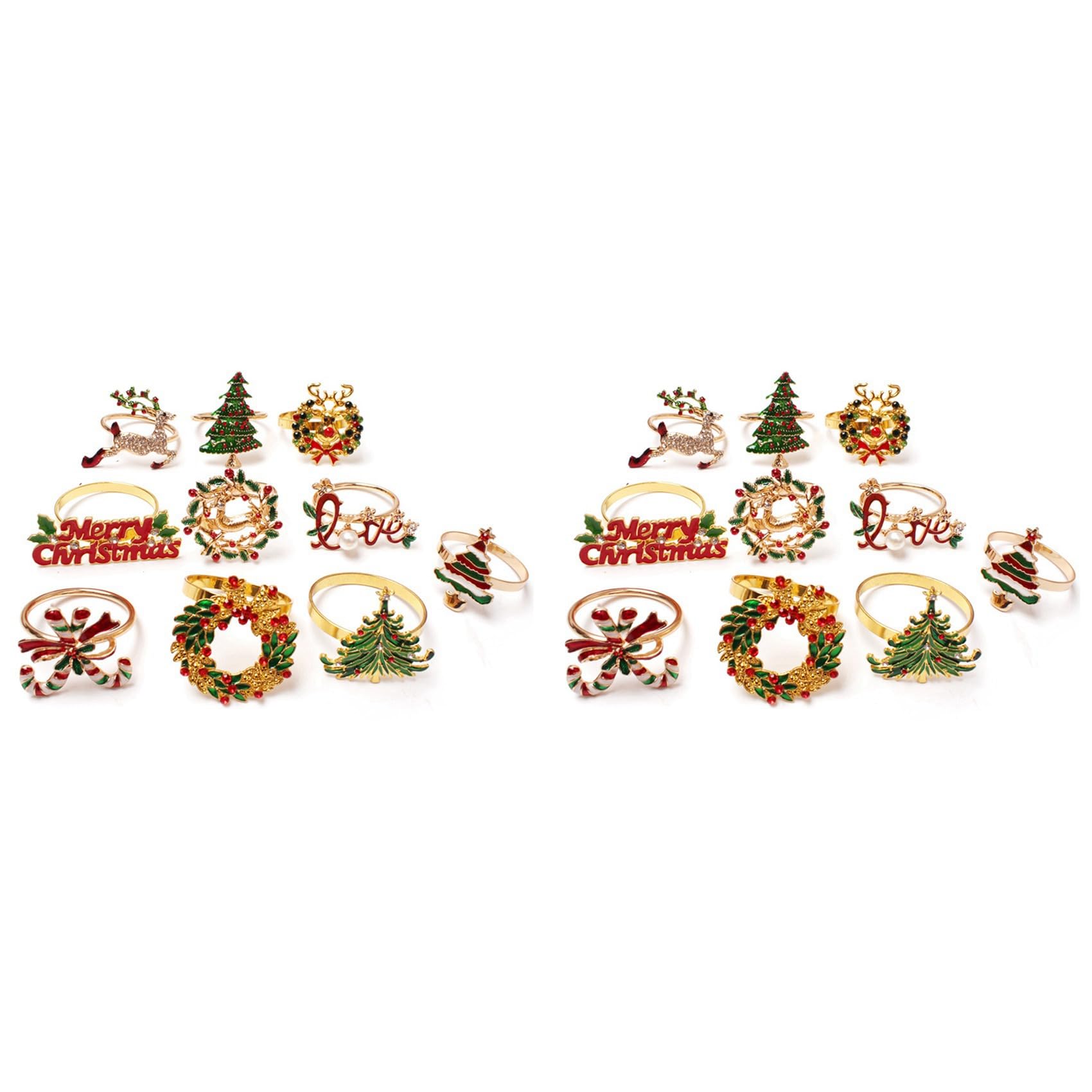 Vjsujehgy Christmas Napkin Rings - Set of 20 Napkin Holder Rings for Holiday Christmas Table Decoration Napkin Buckle