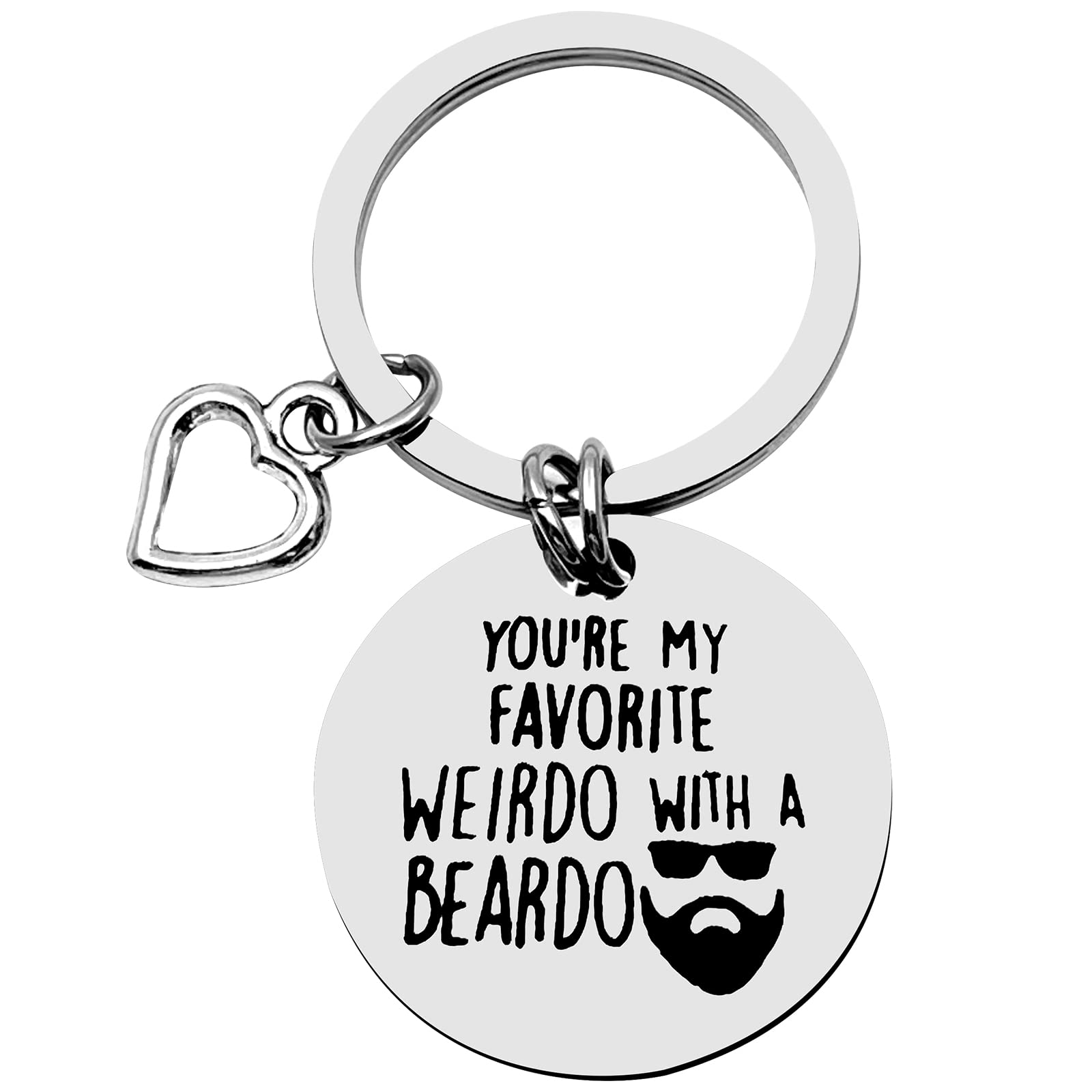 You're my Favorite Weirdo with a Beardo Keychain Funny Valentine's Day Gifts Keyring for Boyfriend Husband Bridegroom Fiancé Father's Day Keyring