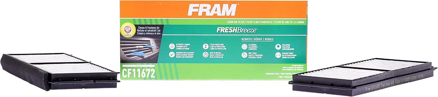 FRAM Fresh Breeze Cabin Air Filter with Arm & Hammer Baking Soda, CF11672 for Select Mazda Vehicles , white