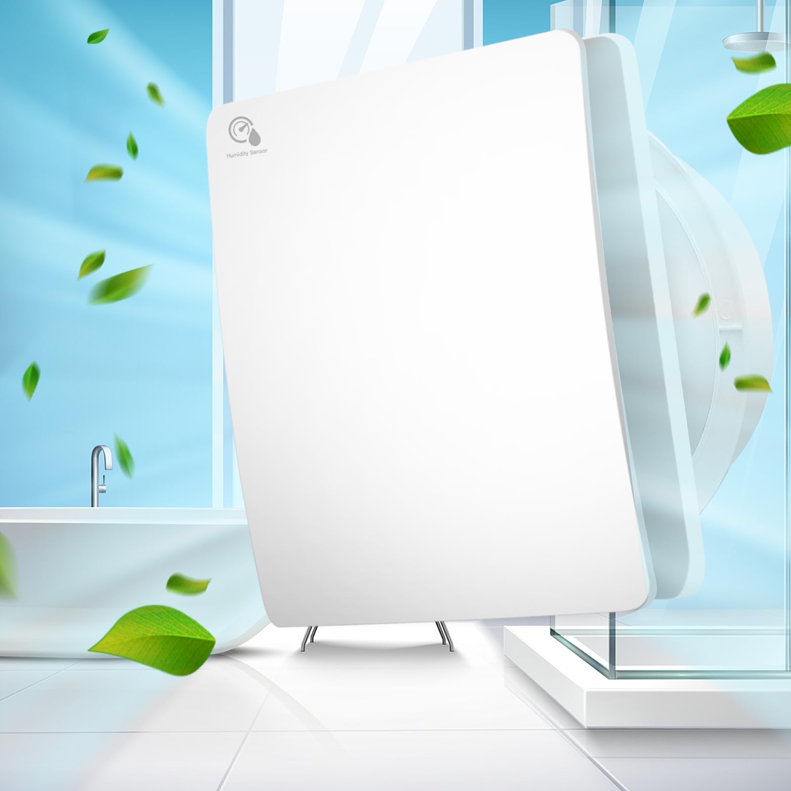Extracteur dair 100mm, Ventilateur de Salle de Bain avec Capteur d'Humidité et Minuterie, Ventilateur d'Extraction Silencieux ≤34dB (Clapet Anti-Retour, Débit 95m³/h) pour bain, WC, cuisine