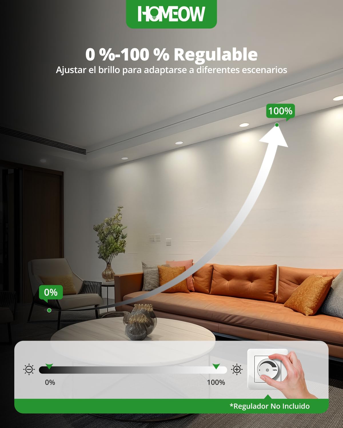 HOMEOW Pack 20 Downlight LED Techo Empotrable Regulable, 7W 220V Focos Empotrable LED Interior 3CCT Temperatura de Color Regulable, IP44 Ojos de Buey para Baño