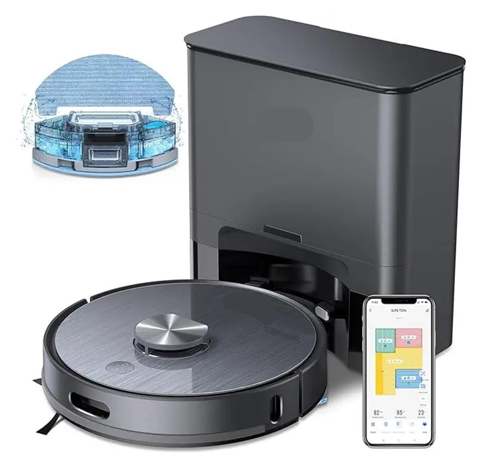 EWsdsfs T20s Self-Emptying Robot Vacuum and Mop Combo, 5000Pa Suction, 70-Day Capacity, LiDAR Navigation, 260mins Runtime