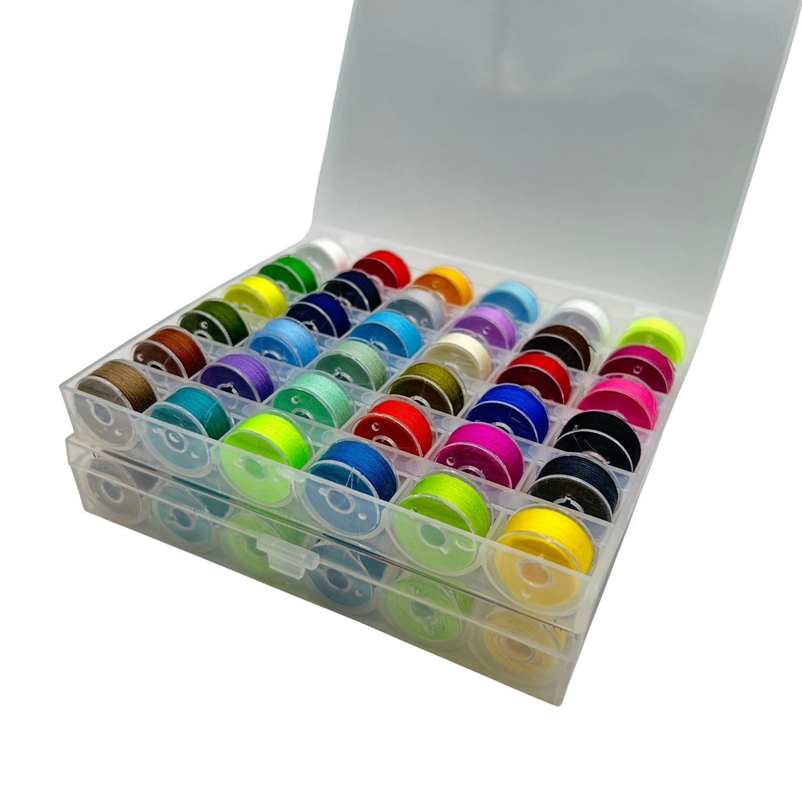 72 Pcs Bobbins for Sewing Machine, Assorted Color Bobbin Thread with Case