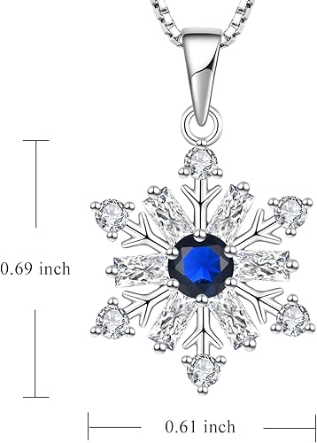 Miniatura 6 de STARCHENIE Juego de joyas de copo de nieve y aretes de plata de ley 925, regalo de zafiro para mujer