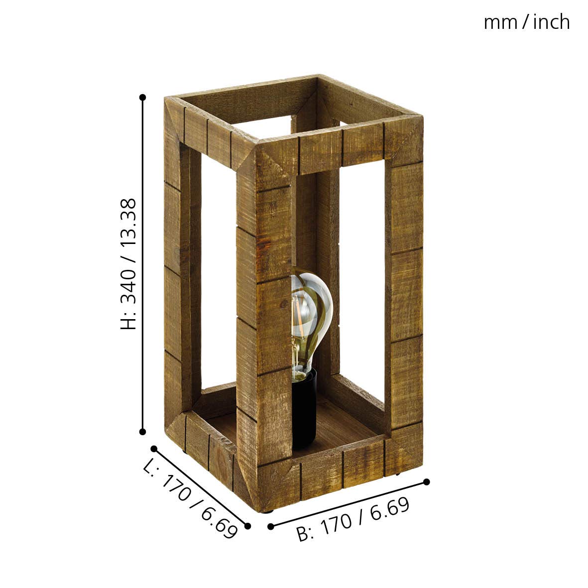 Lampada da tavolo Eglo Basildon 1xE27 40 W 19x16 cm nero-marrone