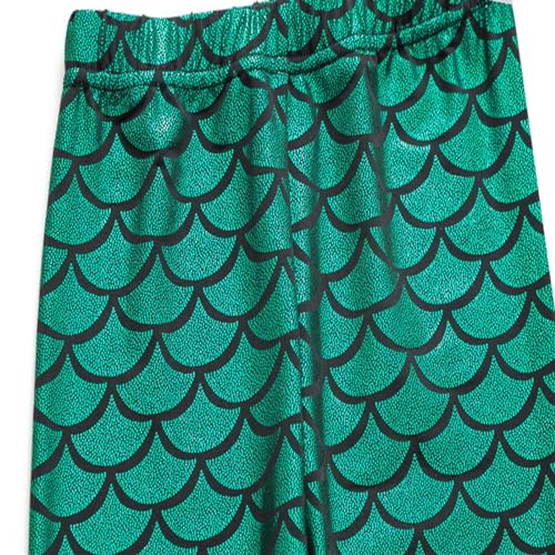 Kids Girls Mermaid Leggings Shiny Metallic Stretch Fish Scale Dance Tights Long Pants Trouser4