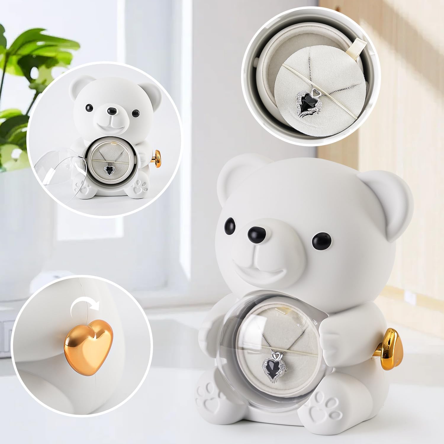 Cute Teddy Bear with Preserved Rose - A Real Rose Flower in Bear with Elegant Gift Box - Romantic Gift for Her in Mother's Day, Weddings, Anniversaries, and Bridal Showers (White) - Image 2