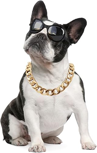 Collar de cadena chapado en oro de 18 quilates de 34 pulgadas 0787in de ancho collar de perro duradero lindo collar de moda para mascotas Pit