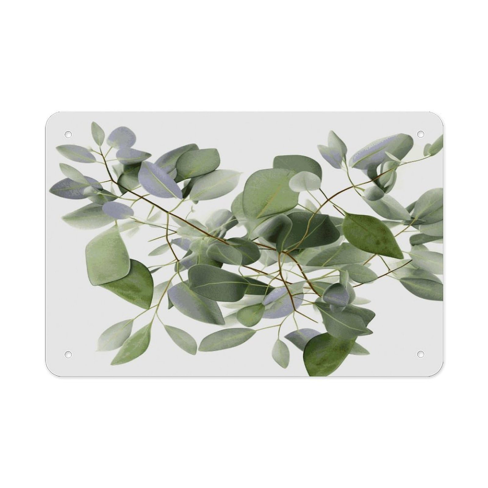 Fekiloot Style Green Eucalyptus Leaves Metal Signs Wall Art Tin Sign
