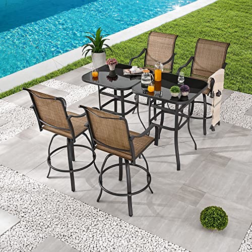 Image of LOKATSE HOME Outdoor Swivel Bistro Stool Set of 4 for Balcony, Poolside, Backyard, Garden, Khaki