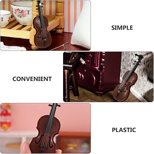 Miniatura 7 de 8 piezas 1 12 de violín miniatura de casa de muñecas colección de mini instrumentos musicales para casa de muñecas sala musical