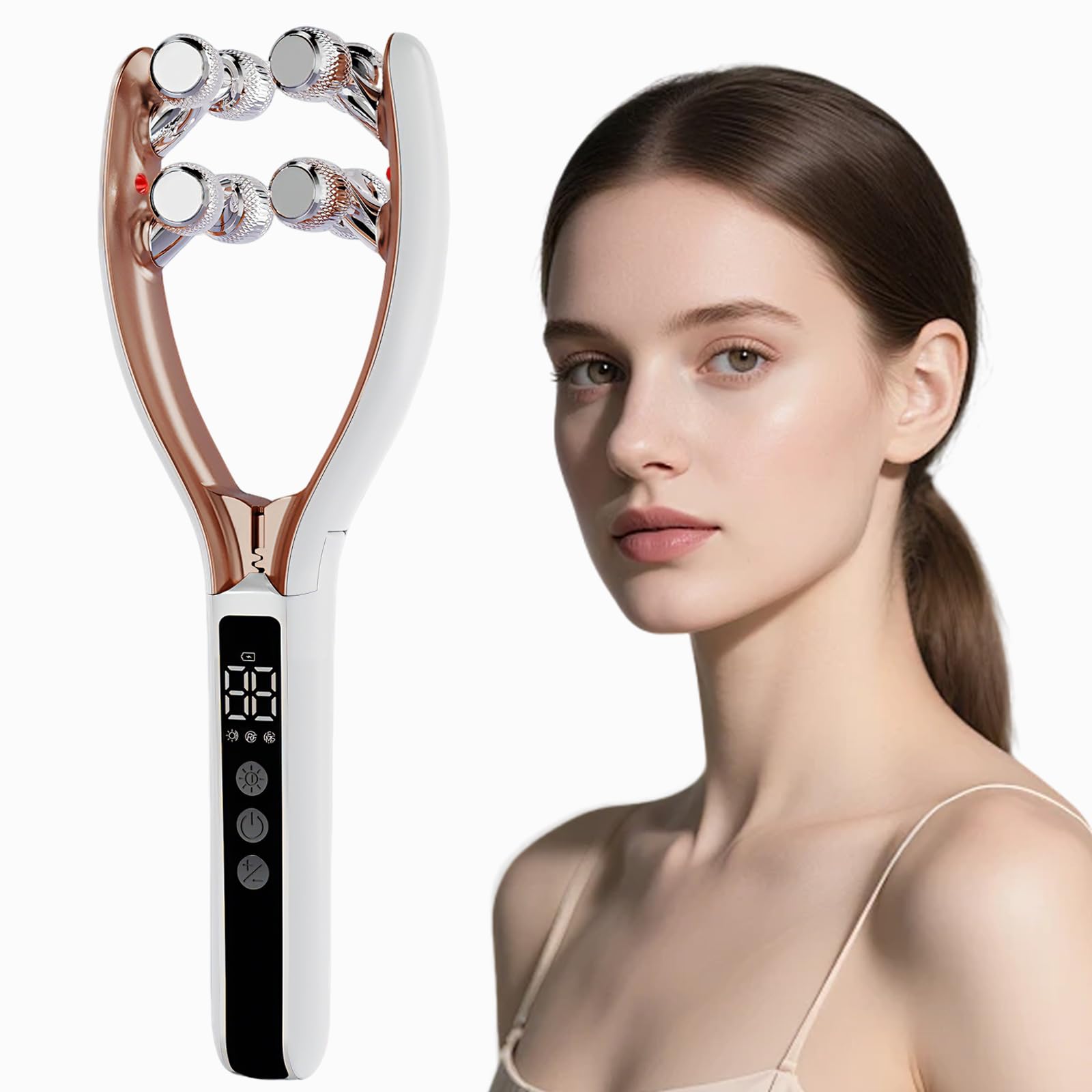 CXGRISE Wireless Facial Massager, 3D Roller Electric Facial Roller, Rechargeable V-Shape Sculpting & Puffiness Relief Tool, Face Roller Lymphatic Drainage for Home & Travel Use (Roller)