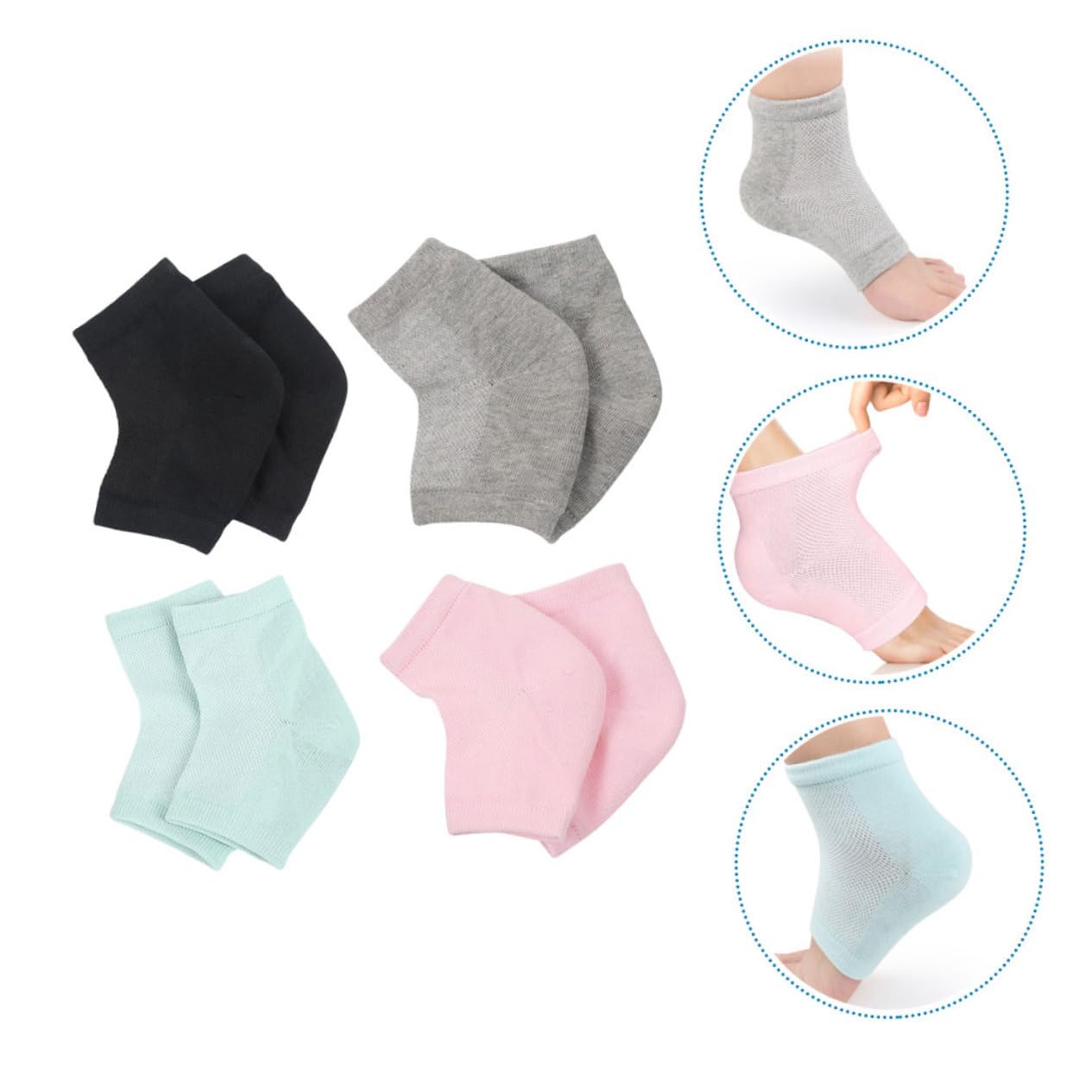 Beaupretty 4 Pares de Calcetines Alivian y Suavizan Epidermis Seca Hidratantes para Talones Agrietados Gel y Algodón Transpirable Unisex para Uso Diario