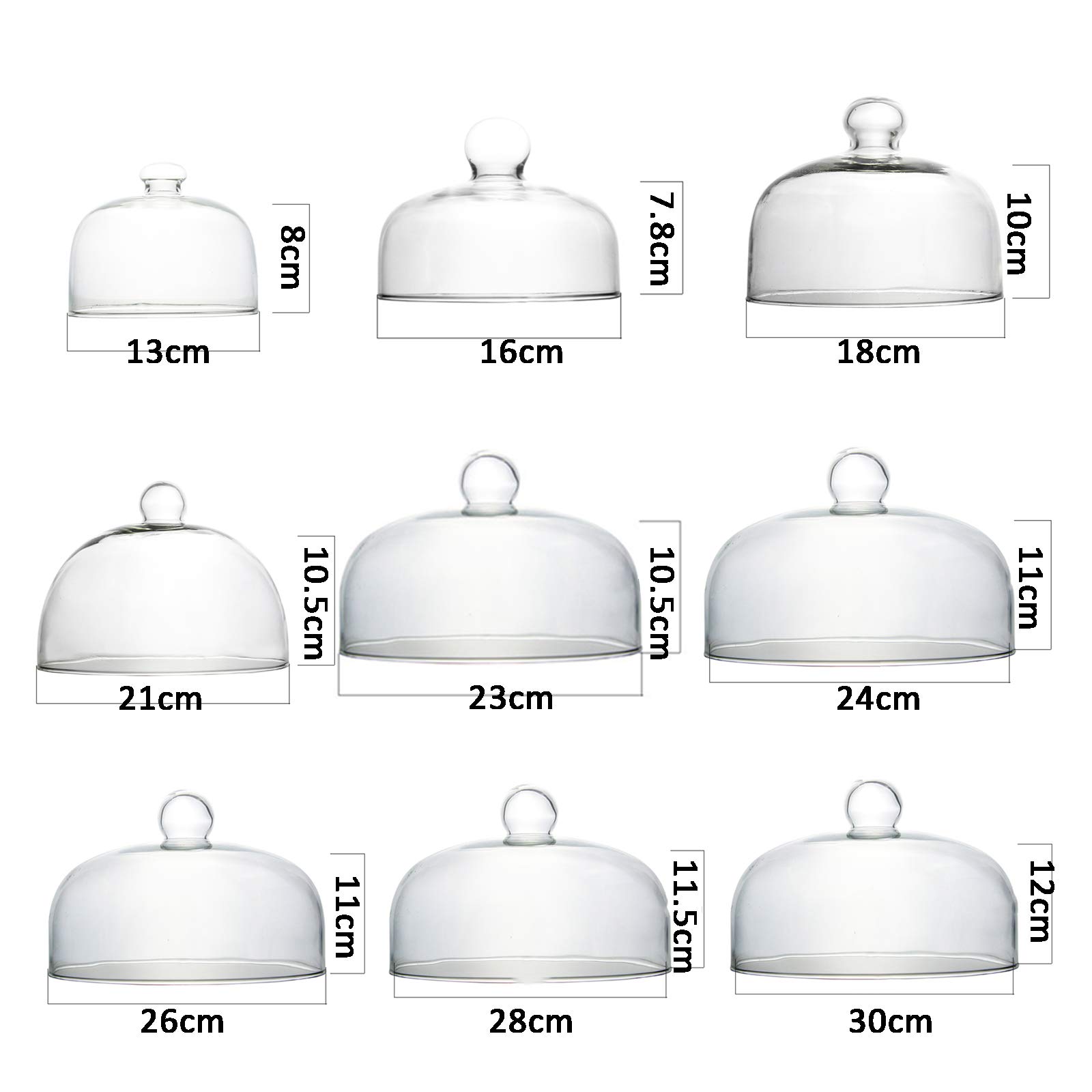 Copertura per Alimenti, Campana Coperchio Microonde,Cupola per Torta,Copertura a Cupola in Vetro Resistente,Coperchi per Conservazione Alimenti Riutilizzabili,Coperchi a Cupola per Frutta da