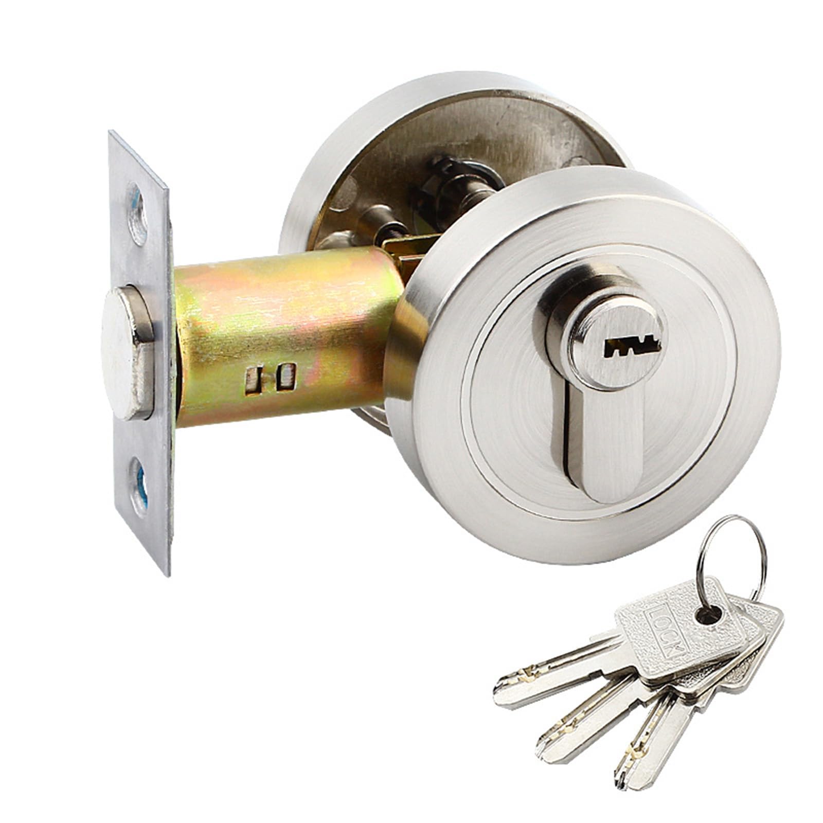 Serrure de porte ronde en acier inoxydable robuste au design contemporain épuré