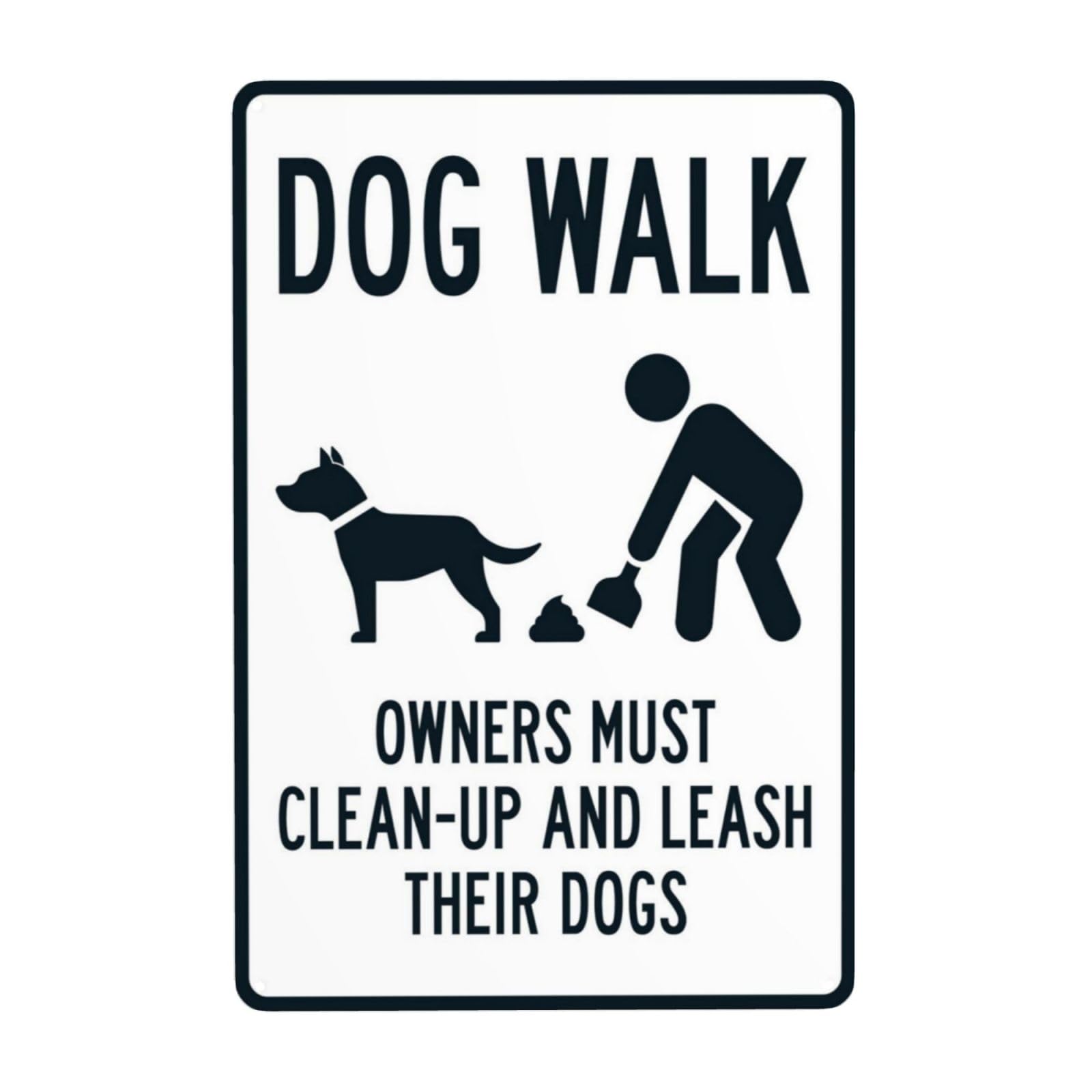 Graphic Dog Walking Norms Retro Sign, Community Pet Owner Behavior Standard Reminder 8x12 Inch