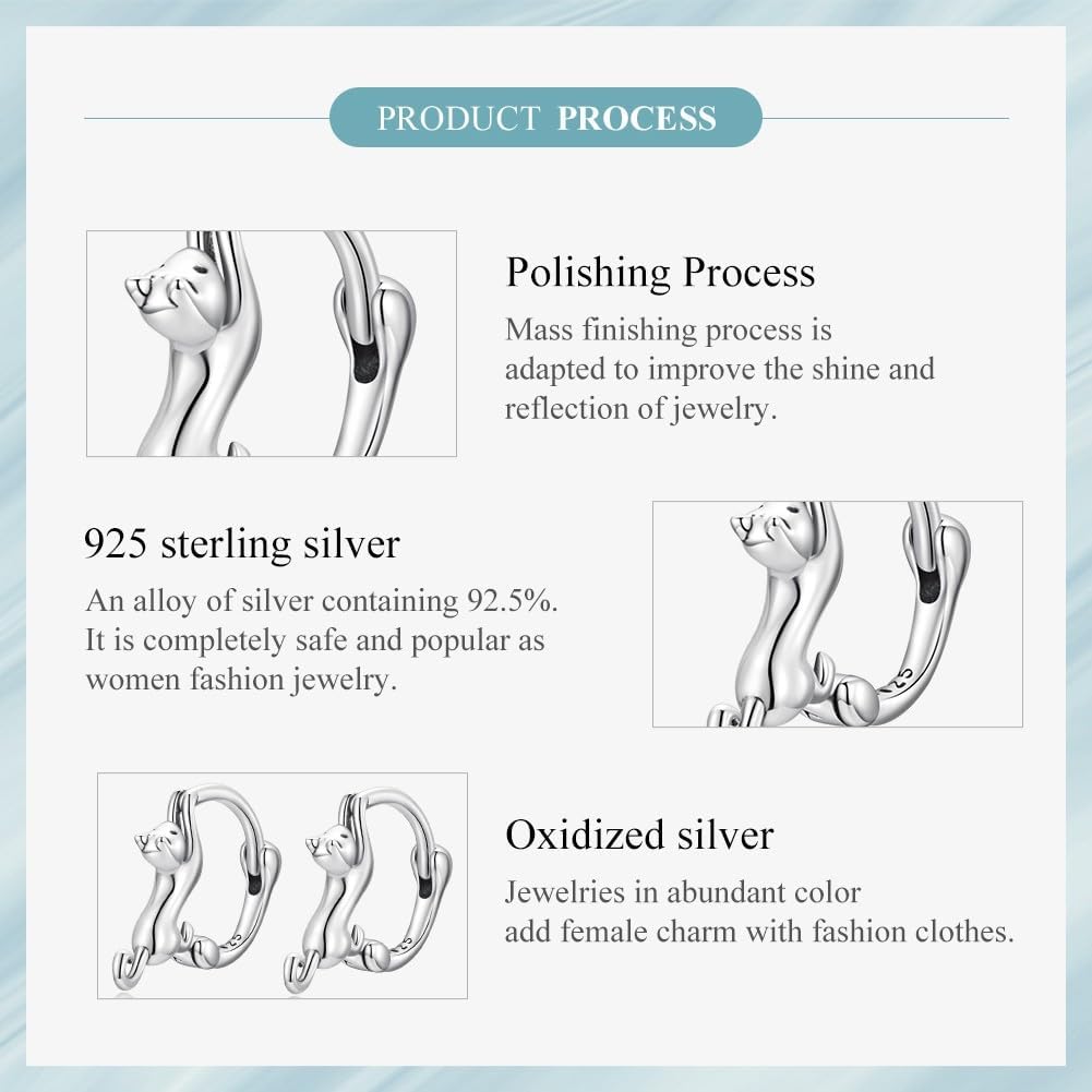 S925 Sterling Silver Hoop Hypoallergenic Earrings for Women Dachshund Cat Butterfly Iris Star Leaves Shell Pearl & Cross Design Earrings as Gifts for women - Image 6