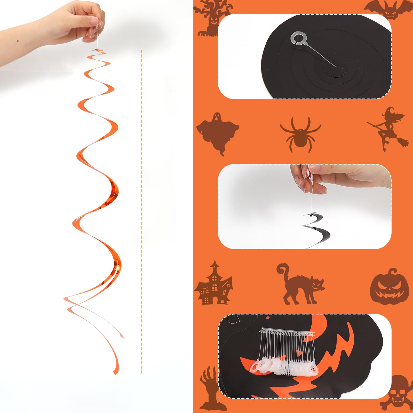 Halloween-Dekorationen Zum Aufhängen – Mit Kürbissen, Spinnen, Hexen & Wirbeln Für Party, Büro Oder Klassenzimmer