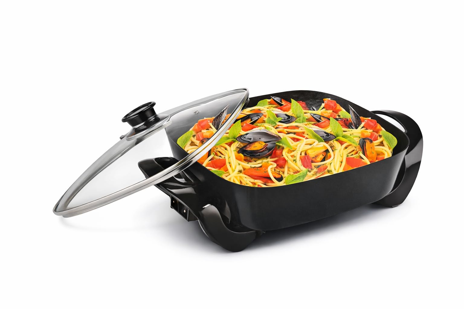 Zeybeks Pizzapfanne Elektropfanne 30x30cm mit Glasdeckel