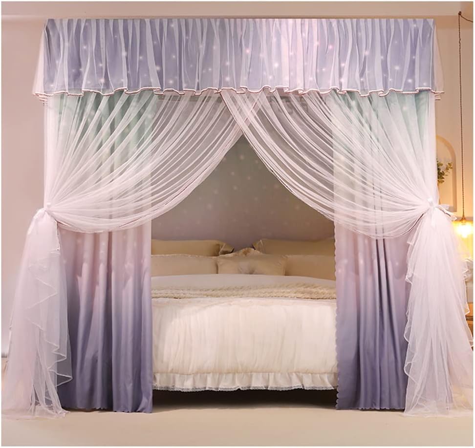4 Corner Bed Canopy Mosquito Net for Single Double Bed, Four Seasons Bed Curtain Canopy Mosquito Net for Girls Boys Adult (Color : Style 3, Size : 200X220X200CM) (Style 6 150X200X200CM) (Sty