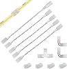 COB LED Strip Connector Set for 8mm Width COB Strip 2 pin,4pcs Transparent Gapless Middle Connectors ,2pcs L shape ,1pcs T shape and 4pcs Dual End Extension Wires 15cm with 1pcs DC Female Connector