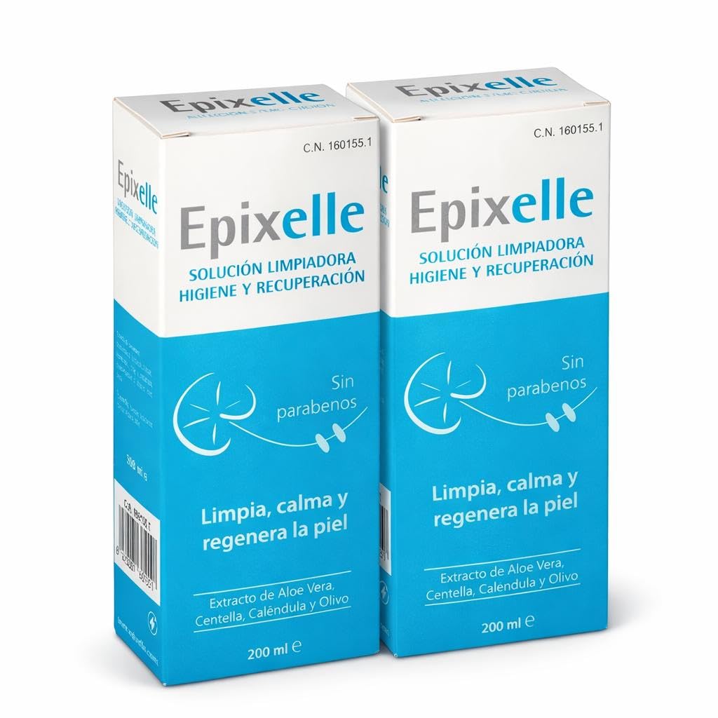 Epixele Solución Limpiadora 200 ml – Pack de 2 (Total 400 ml) | Higiene íntima y cuidado de piel sensible | Aloe Vera + Centella + Caléndula + Olivo | Uso diario