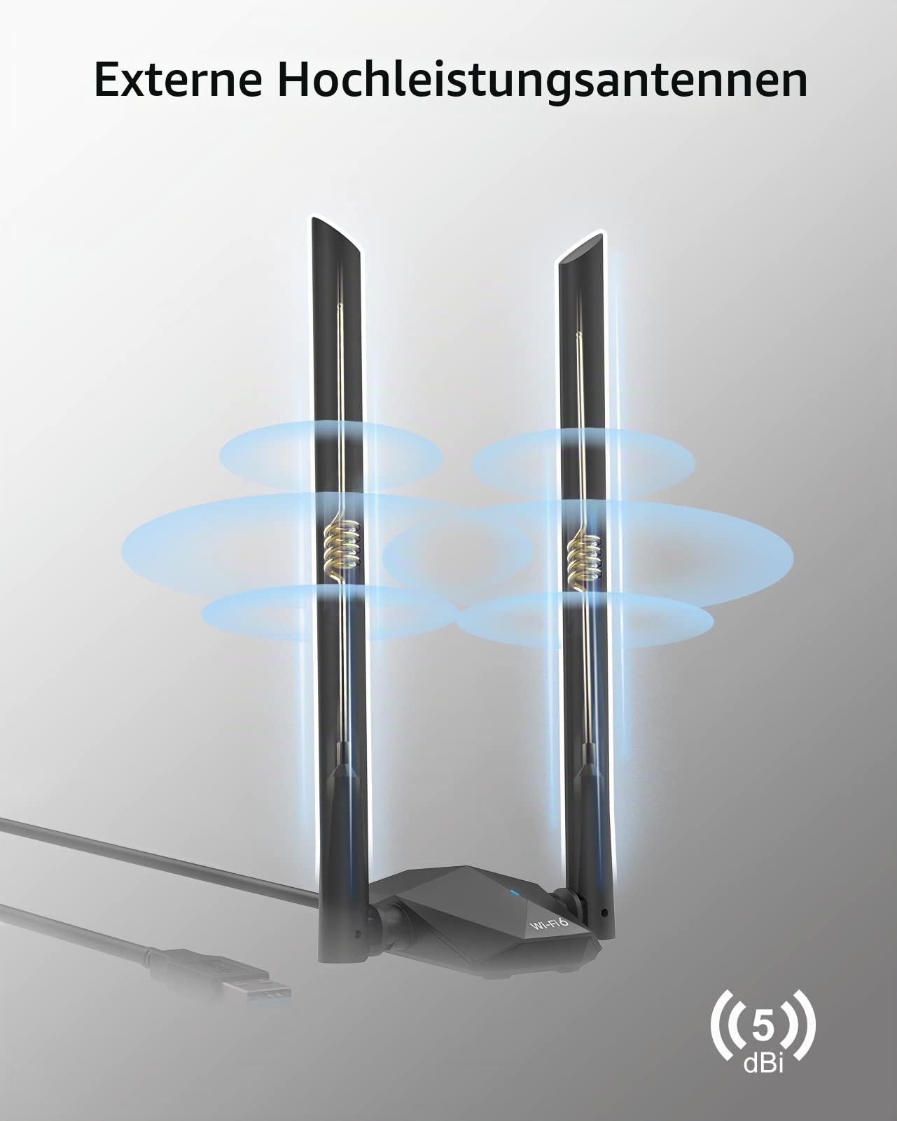 BrosTrend AX1800 WiFi 6 WLAN Stick Linux für PC, High Gain Große Reichweite | Kompatibel mit Ubuntu, Mint, Debian, Kubuntu, Lubuntu, LMDE, Mate, PureOS, Windows 11/10, WiFi Antennen Dual Band 5GHz + 2.4G
