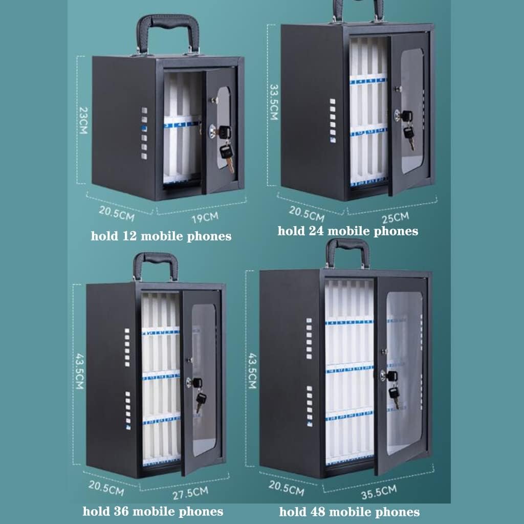 School Mobile Phone Safe Deposit Box Metal Durable Mobile Phone Storage Box Mobile with Lock Factory Safety Mobile Phone Cabinet (Color : Black, Size : 24