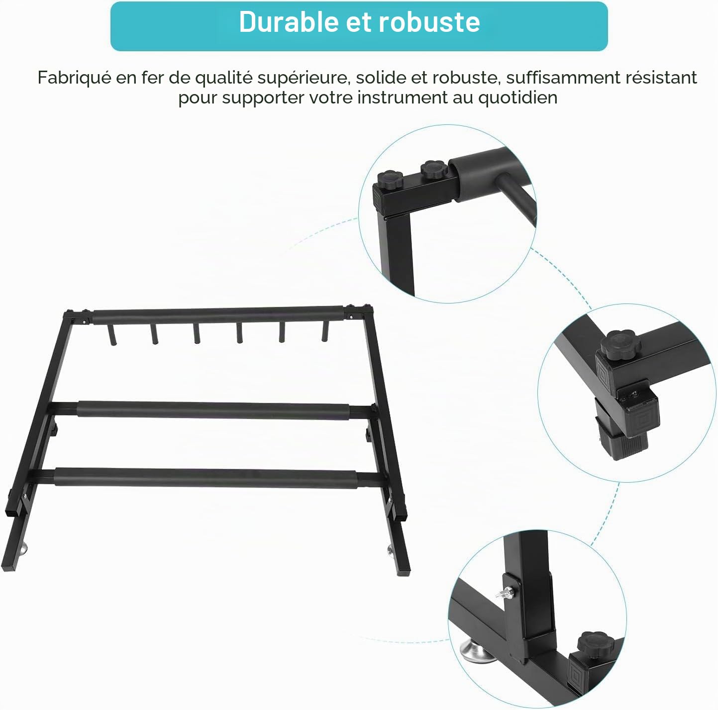Support Guitare Cadre, Stand pour 5 Guitares, Support De Guitare Universel à 5 Compartiments, Pied De Guitare Multiple Pliable