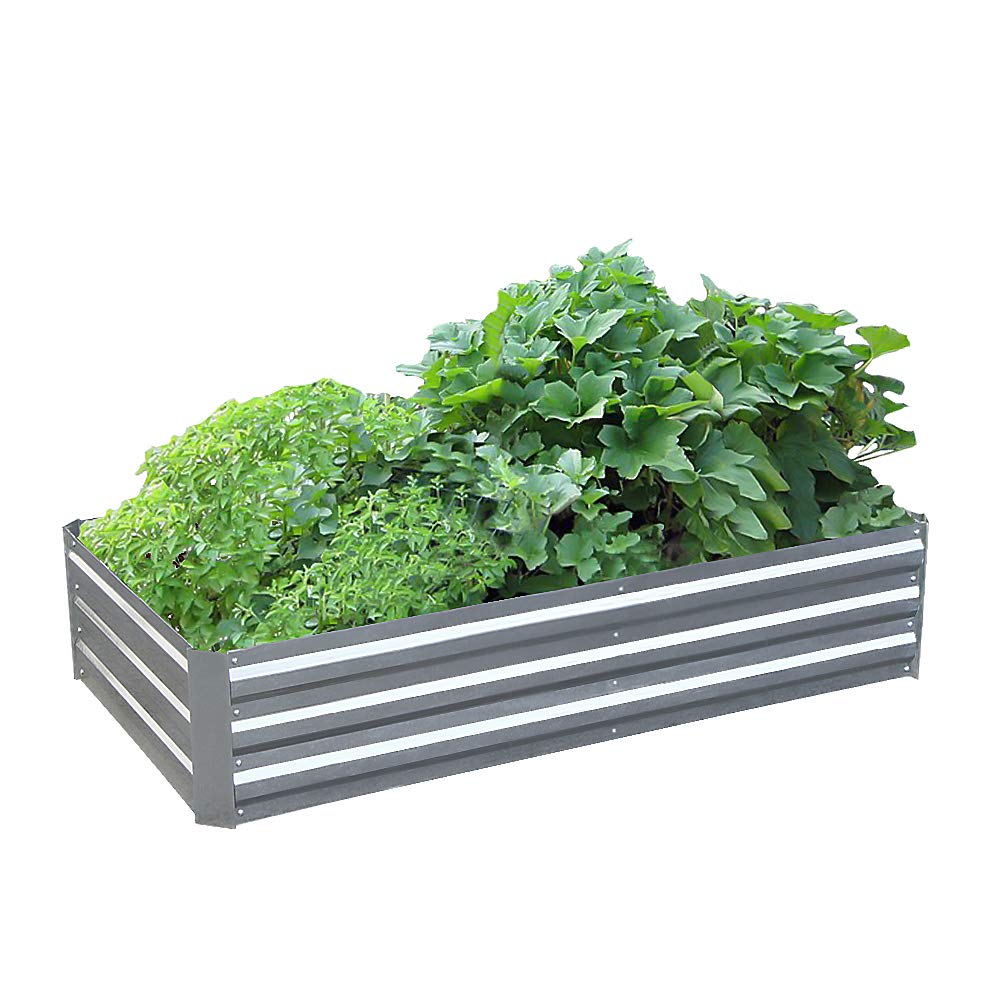 Galvanized Steel Raised Garden Bed Kit Elevated Planter Box Metal Large Vegetable Flower Bed Kit (3 x 6 x 1 Ft, Zinc)