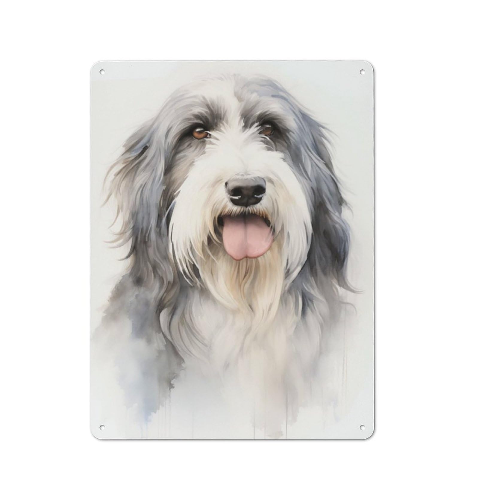 Junmoney Bearded Collie Portrait Classic Metal Wall Sign 40X30cm, Pub Wall Decor For Diner, Restaurant, Shed Or Kitchen