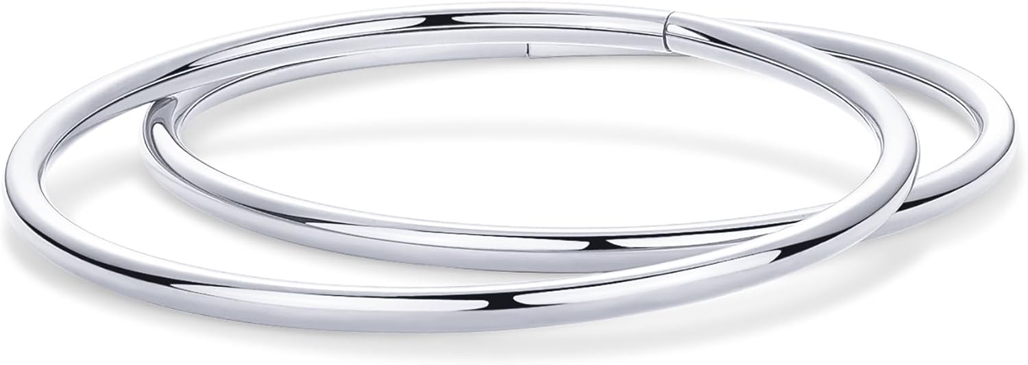 PAVOI Waterproof Bangle Bracelet for Women | 14K Gold Plated Classic Lightweight Stacking Stainless Steel Bracelet | Single & 2-Pack Bangles