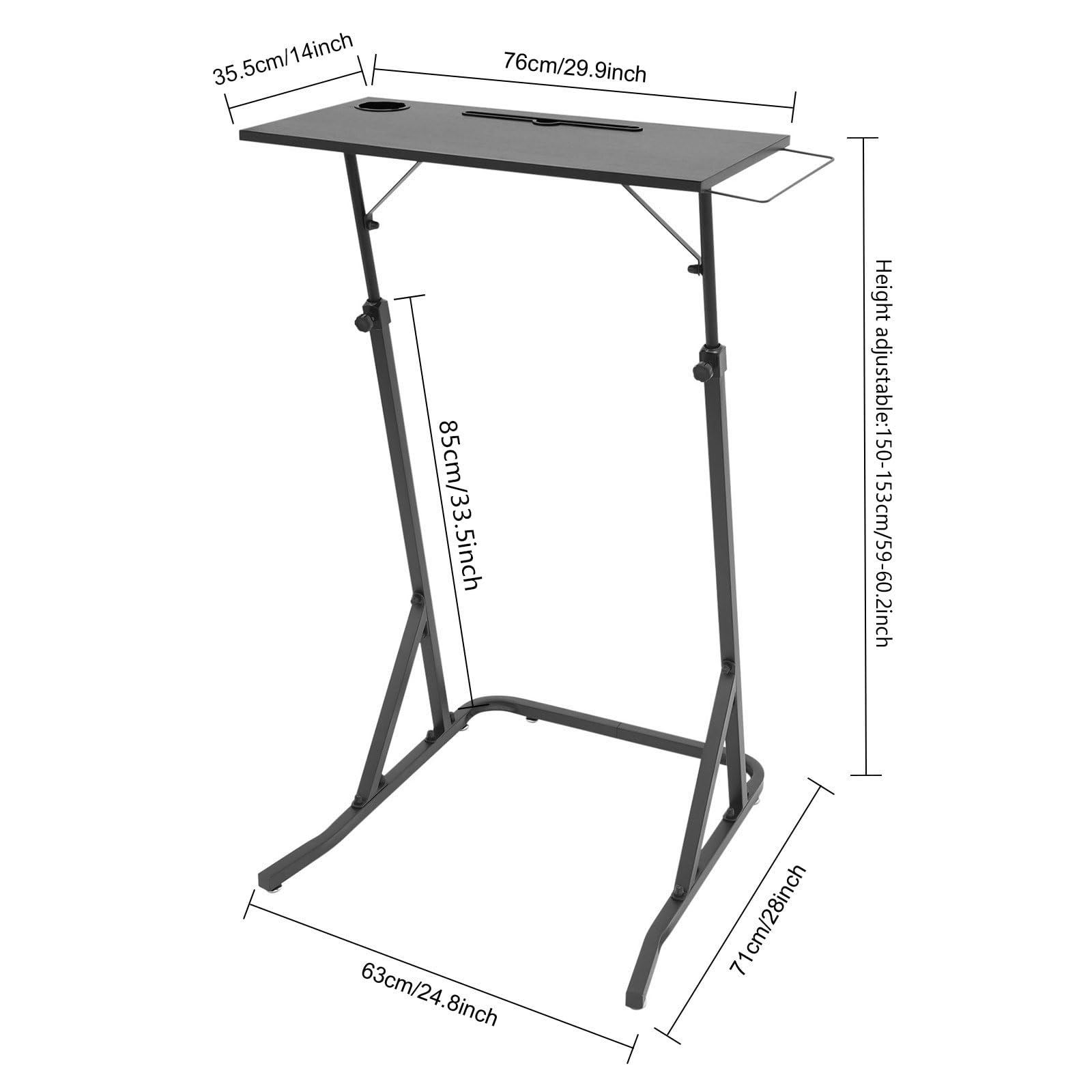 Support d'ordinateur de vélo en tube d'acier, hauteur réglable, 64,5 à 143 cm, table d'entraînement, table de course pour vélo, table de fitness, table d'ordinateur portable pour chambre à coucher