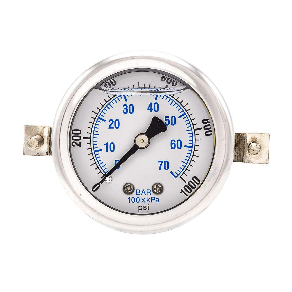 PIC Gauges 203L-204I Liquid Filled U-CLAMP Panel Mount, 3-2-3% Accuracy