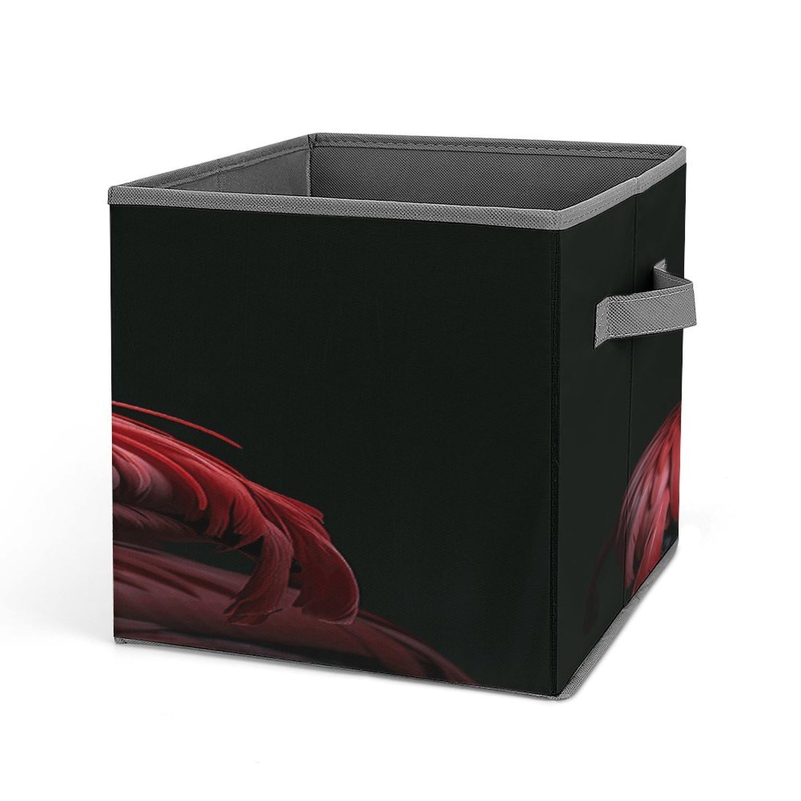 Fodpand Style Flamingo Black Background Storage Cubes Foldable Decorative Fabric, Storage Bins Baskets With Handles, Closet Organizers And Storage For Home, Office,Closet, Clothes