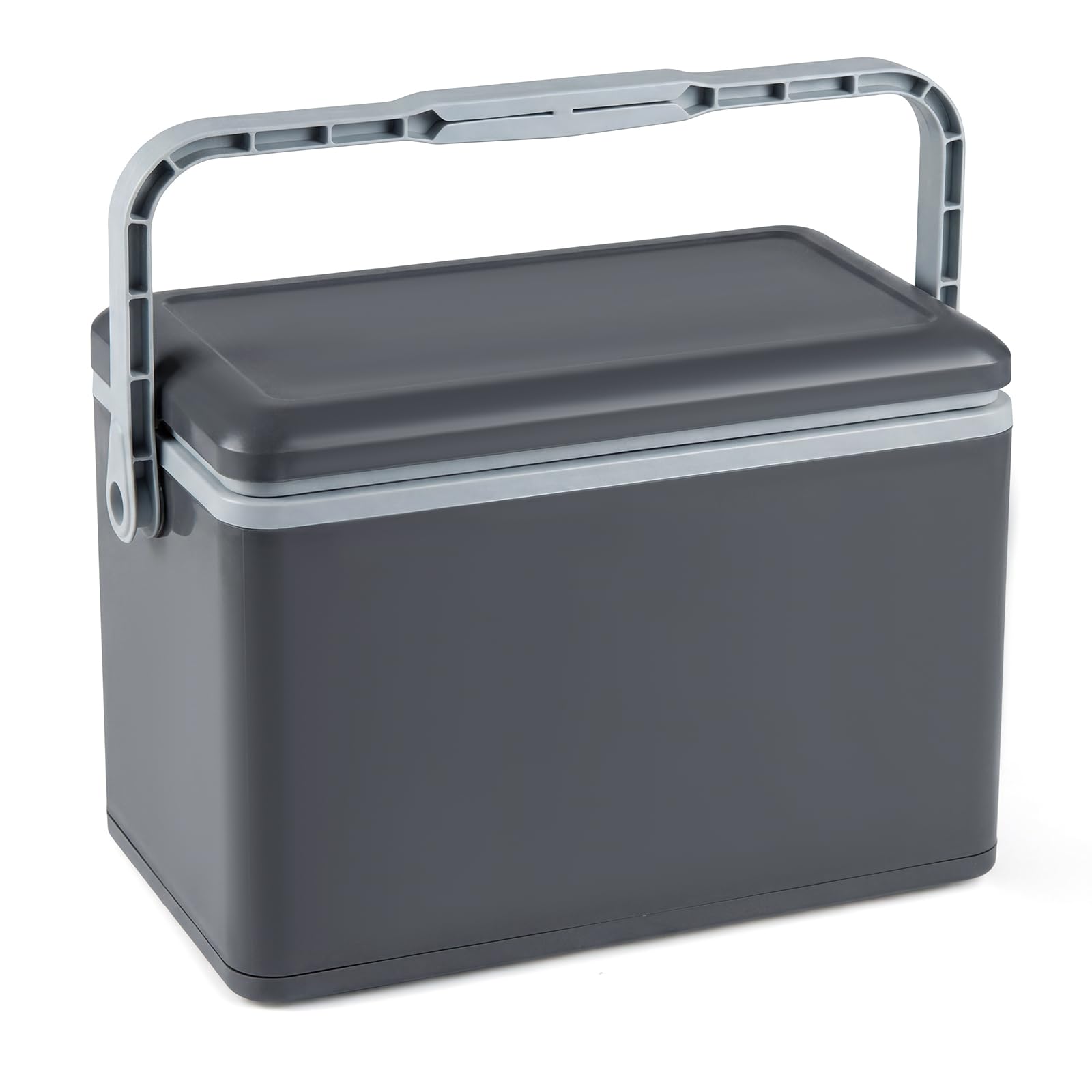 COSTWAY 12L Insulated Cool Box, Hard Cooler Ice Chest Box for Cold/Hot Food & Drink with Easy-Grip Handle, Portable Molded Leak-Proof Cooler for Camping, Fishing, BBQ, Beach, Tailgating (Dark Gray)