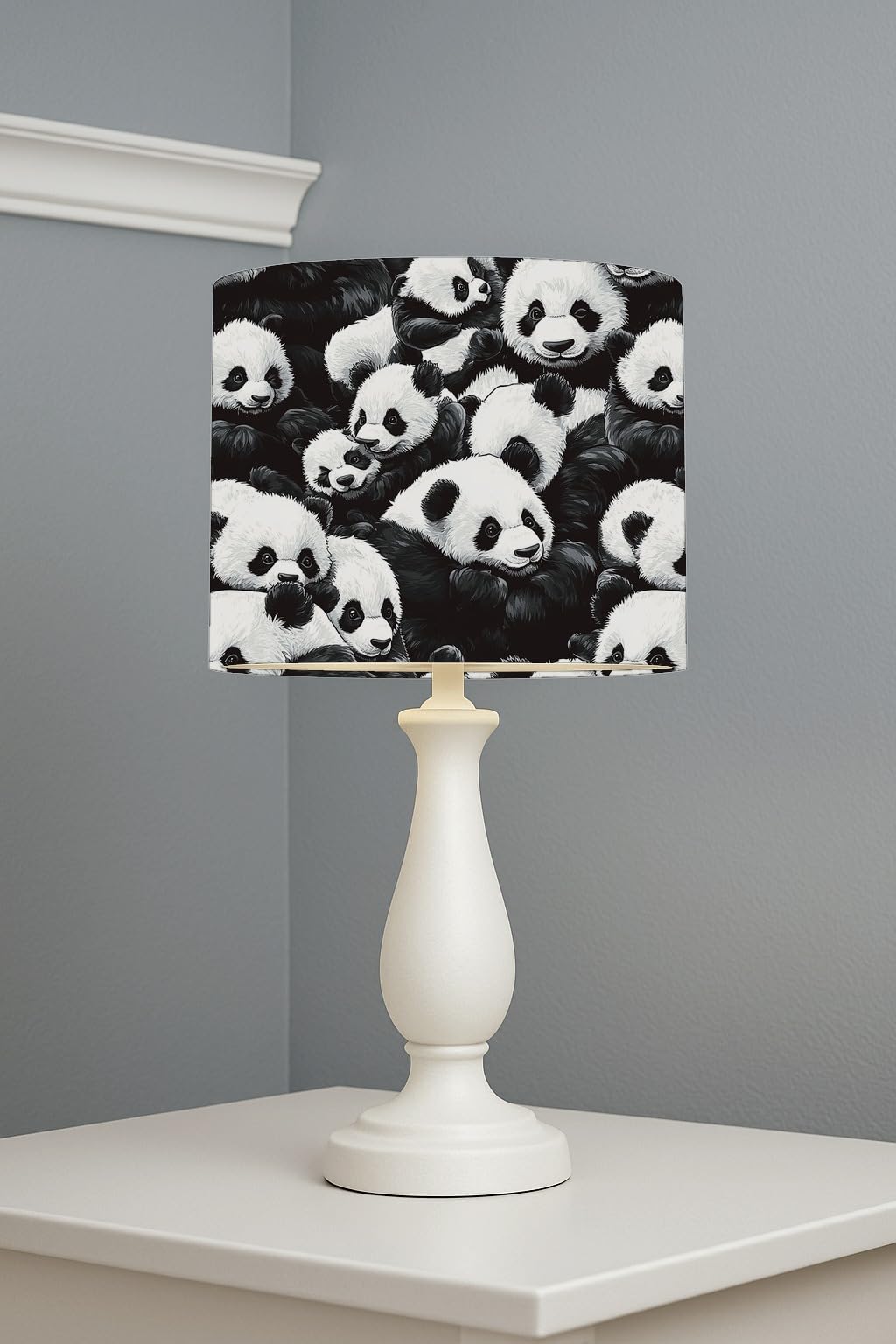 Panda Pattern Multicolour lightshade – 20 x 18.5cm Table Drum Shade | 55614B