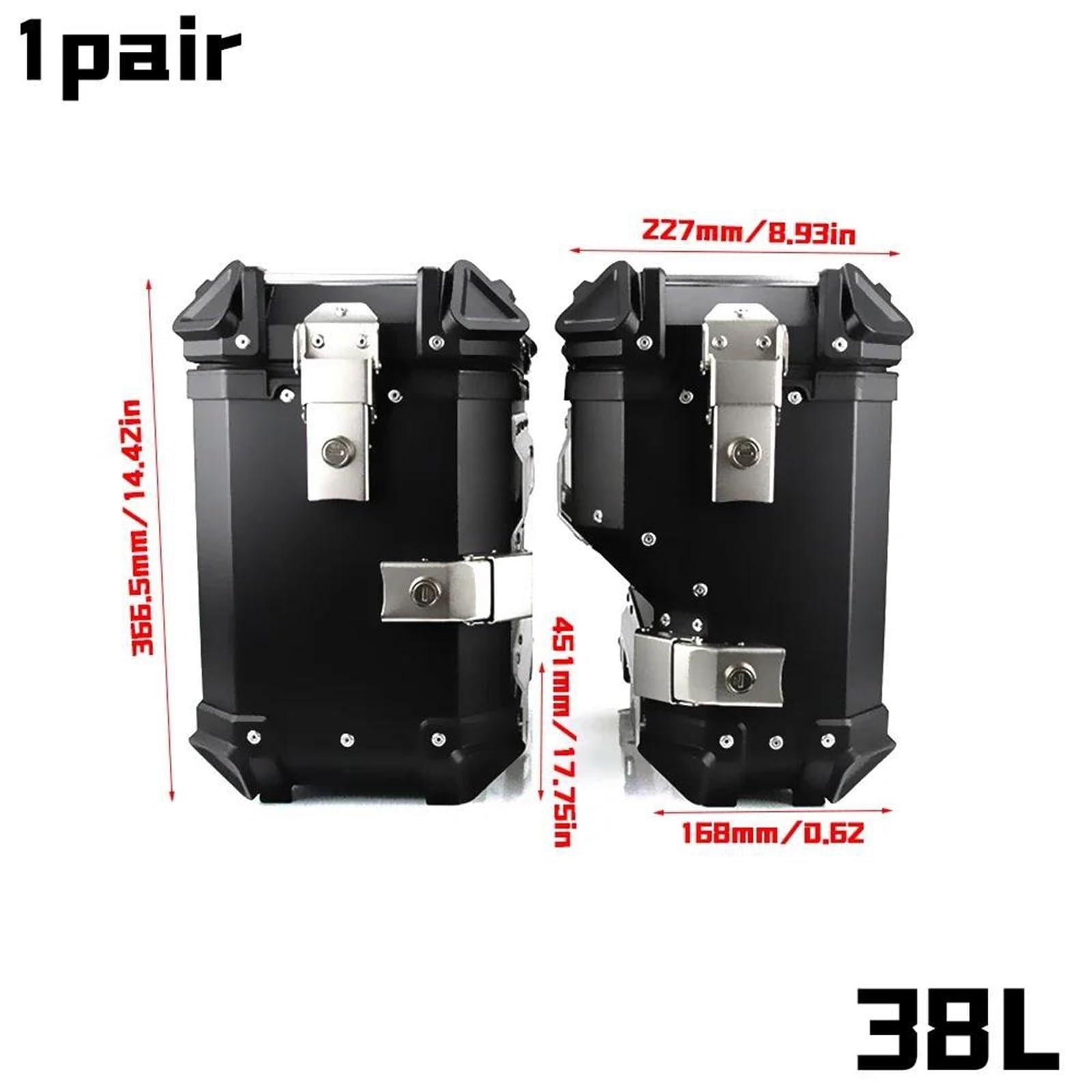 Caja de Equipaje Caja Lateral para Motocicleta, Portaequipajes, Soporte para Alforjas, Accesorios para BMW R1250GS LC/R1250GS LC Adventure 2018-2022(Nero,45L)