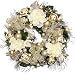Valery Madelyn Pre-Lit 24 Inch Elegant Champagne Gold Christmas Wreath for Front Door with Shatterproof Ball Ornaments, Ribbon, Artificial Simulation Flower, Battery Operated 20 LED Lights