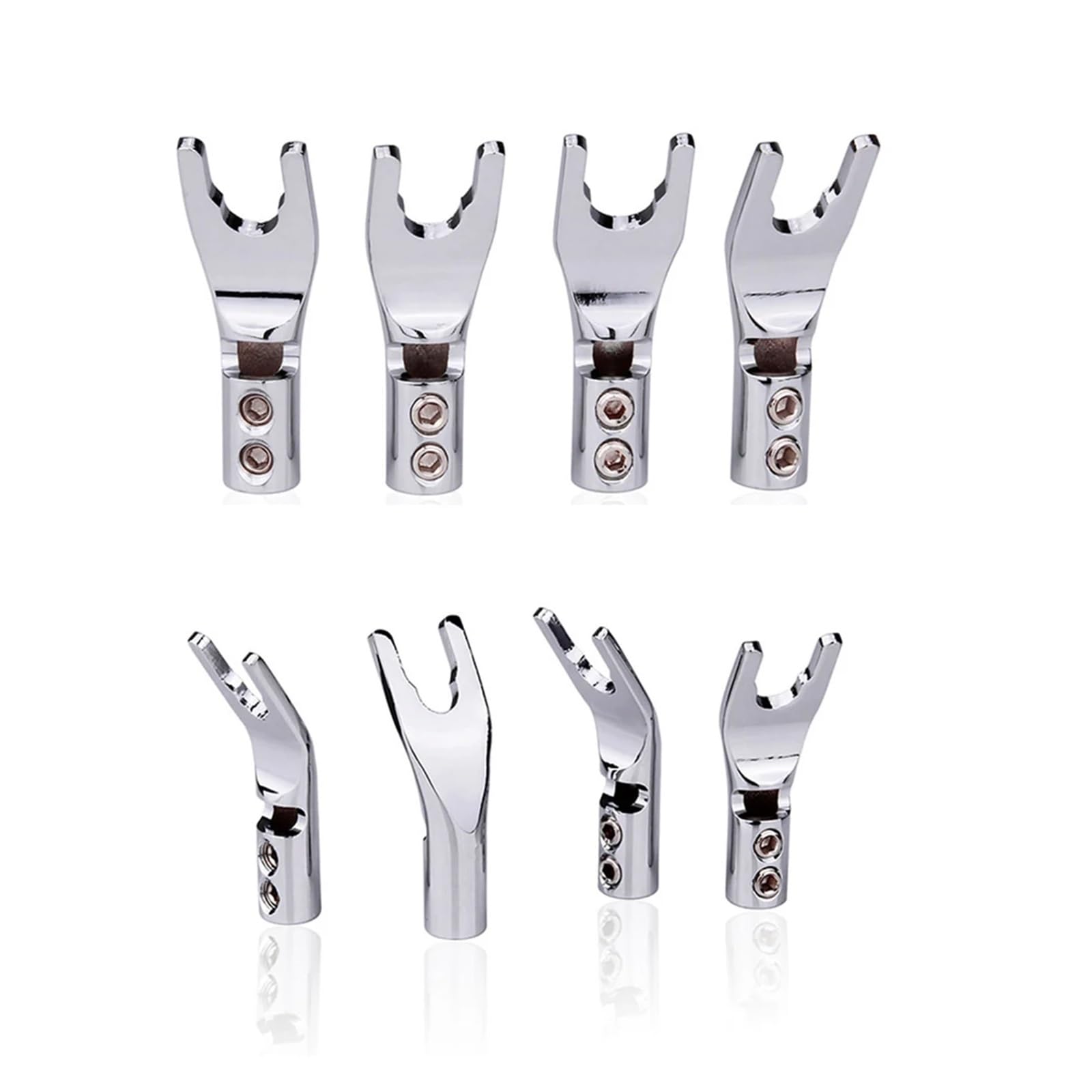 8PCS Reines Rot Kupfer Spaten Stecker Schraube Locking Spaten Gabel Bananen Stecker(Rhodium)