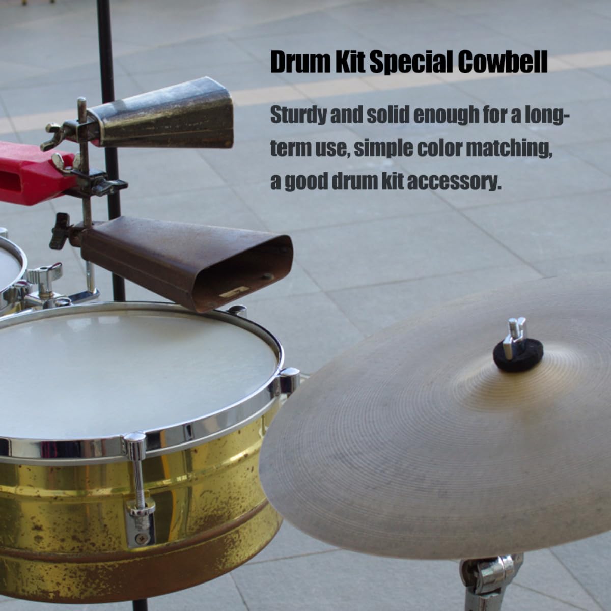 Kit de Cencerro para Batería de Metal Negro, Accesorio Robusto y Seguro para Instrumentos de Percusión, Adecuado para Profesionales y Estudiantes
