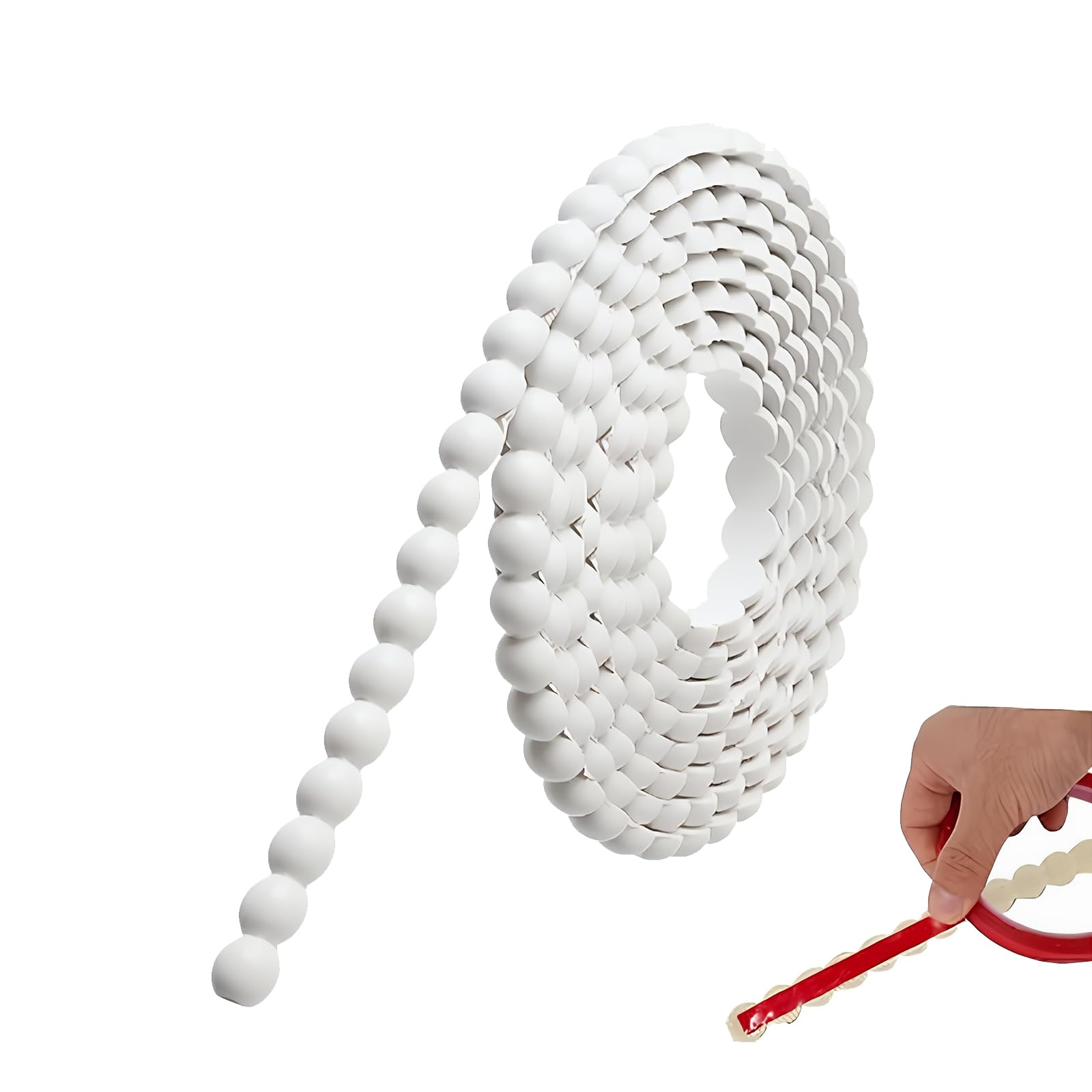 SINJAETRQ Decorative Bead Trim Wall Molding, Waterproof Peel and Stick PVC Trim – Flexible Self Adhesive Moulding for Kitchen Cabinets, Mirrors, Tile Edges & DIY Home Décor (White, 15mmx3m)